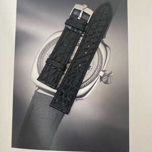 Sophisticated Black Leather Watch with Textured Pattern